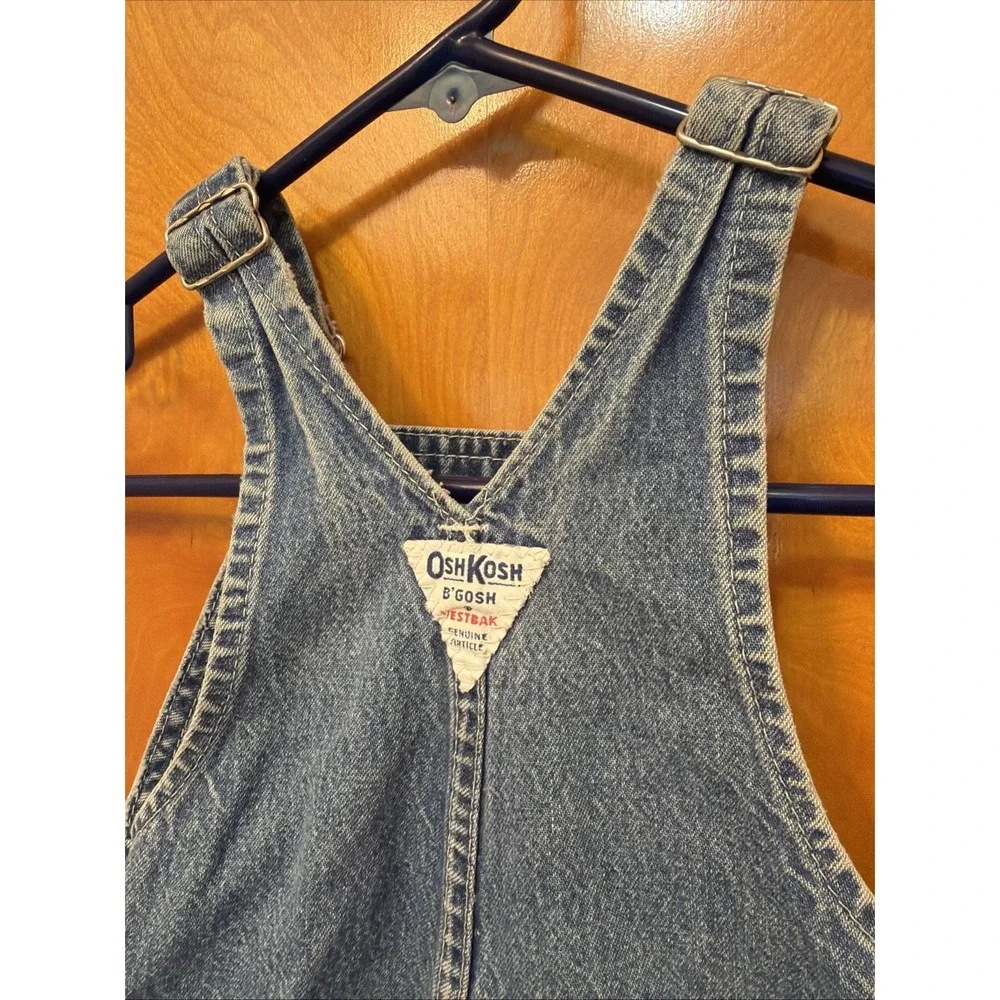 Vintage OshKosh B'gosh Denim Overalls Vestbak Toddler 2T Snap Crotch 90s